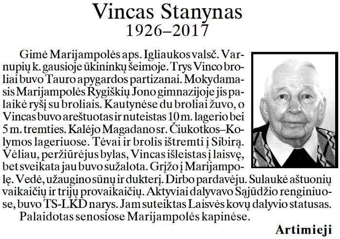 Vincas-Stanynas „Tremtinys“, 2017 Nr. 45